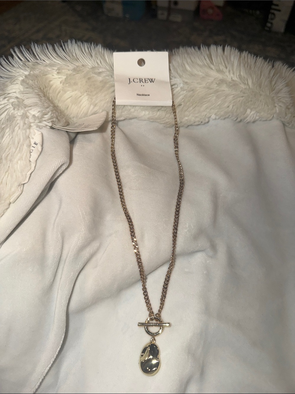J. Crew Gold Toggle Pendant Necklace with Polished Drop Charm